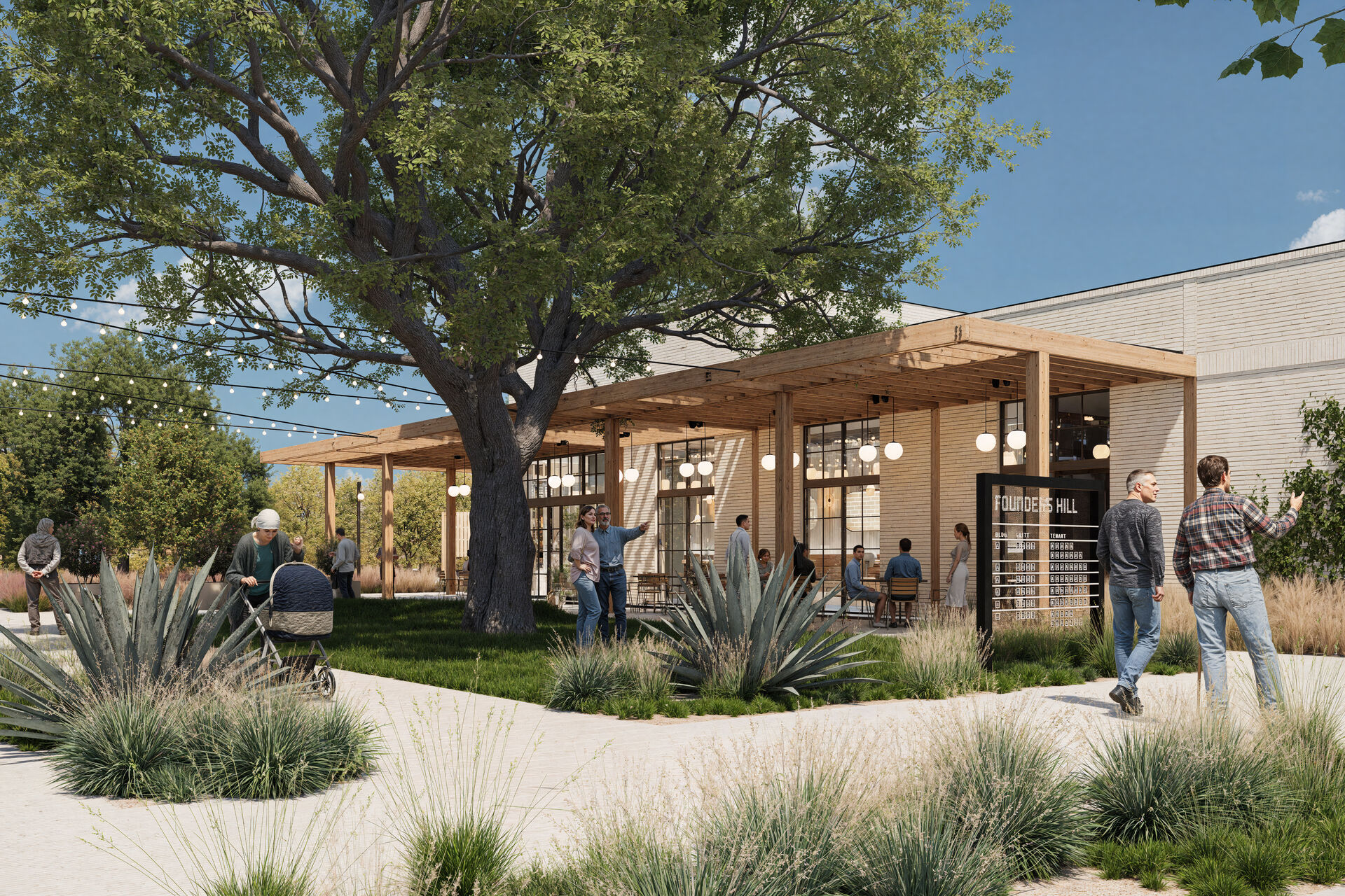 Storefront with tree canopy