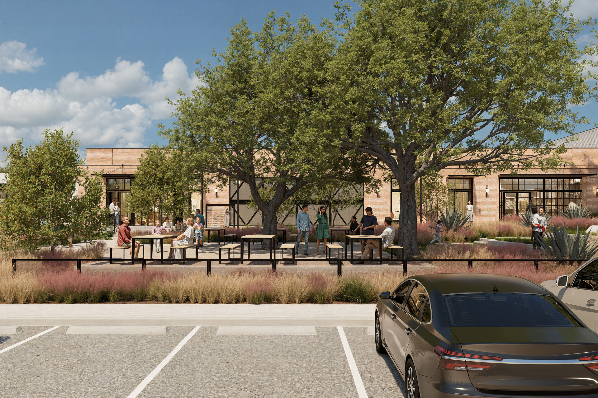 Wayfinding signage and plaza